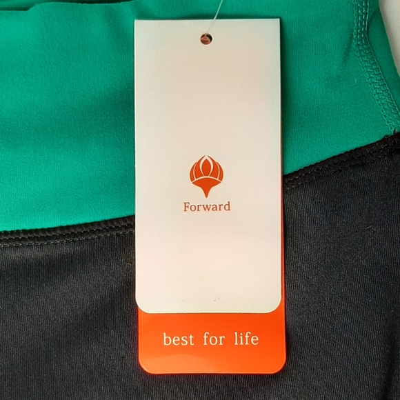 NWT FORWARD Joy Leggings Women's Size Small Black/Teal Polyester Yoga Athleisure - Picture 9 of 11